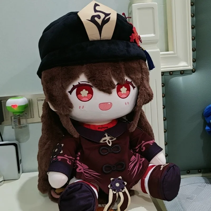 N Stock Genshin Impact Hu Tao Plush Doll 40cm Cute Soft Stuffed Sitting Dress Up Anime Peripheral Collectible Toy Home Decoratio
