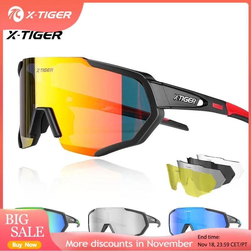 X-TIGER Cycling Glasses Polarized Glasses Bike Eyewear Sports Men's Photochromic Sunglasses MTB Road Bicycle Goggles 3/5 Lens