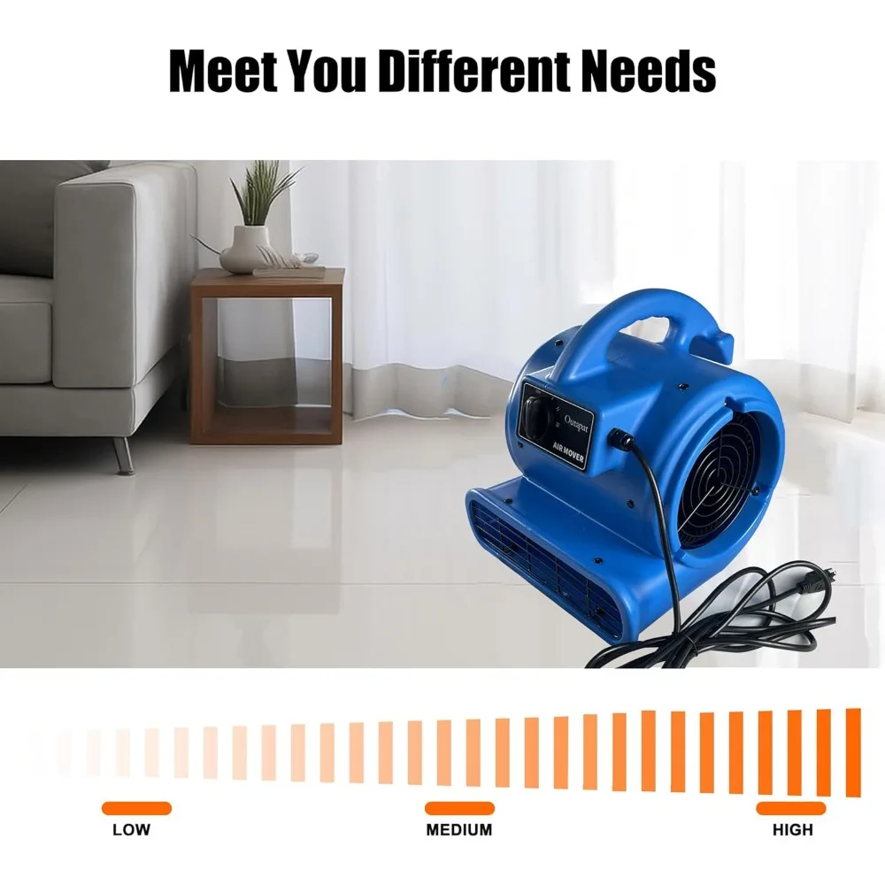3-скоростной воздуховод, сушилка для ковров мощностью 1/3 л.с. и вентилятор для сушки полов для профессионального очистителя ковров со шнуром питания длиной 13 футов