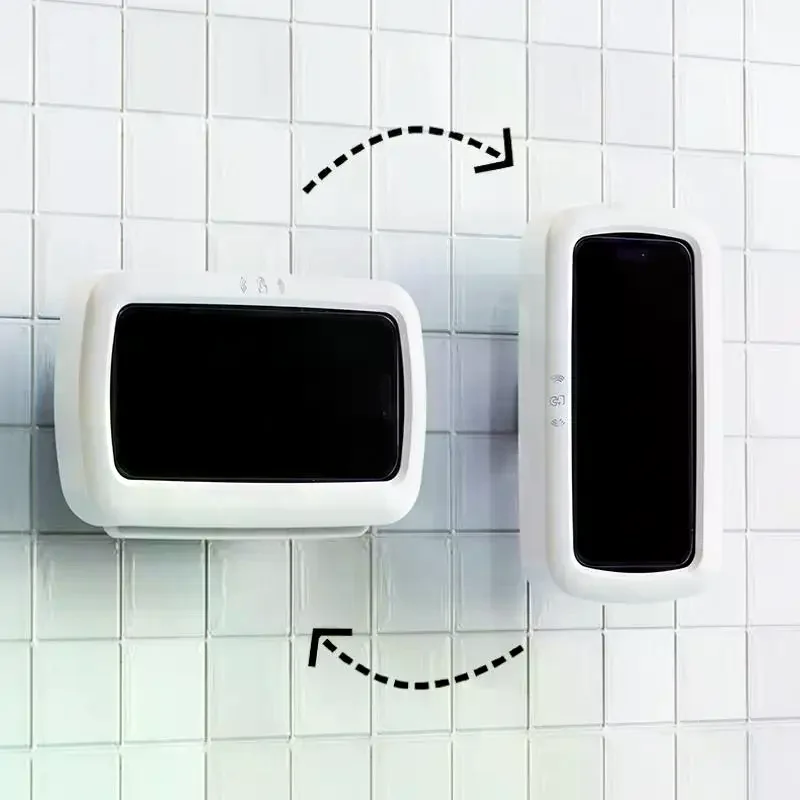 Rotatable Waterproof Wall-mounted Mobile Phone Box Protective Cover Touch Screen Mobile Phone Holder Bathroom Sealed Storage