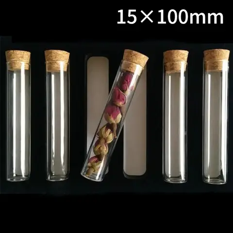 24pcs/lot 15x100mm Flat Bottom Glass Test Tube With Cork Stoppers For Kinds Of TESTS
