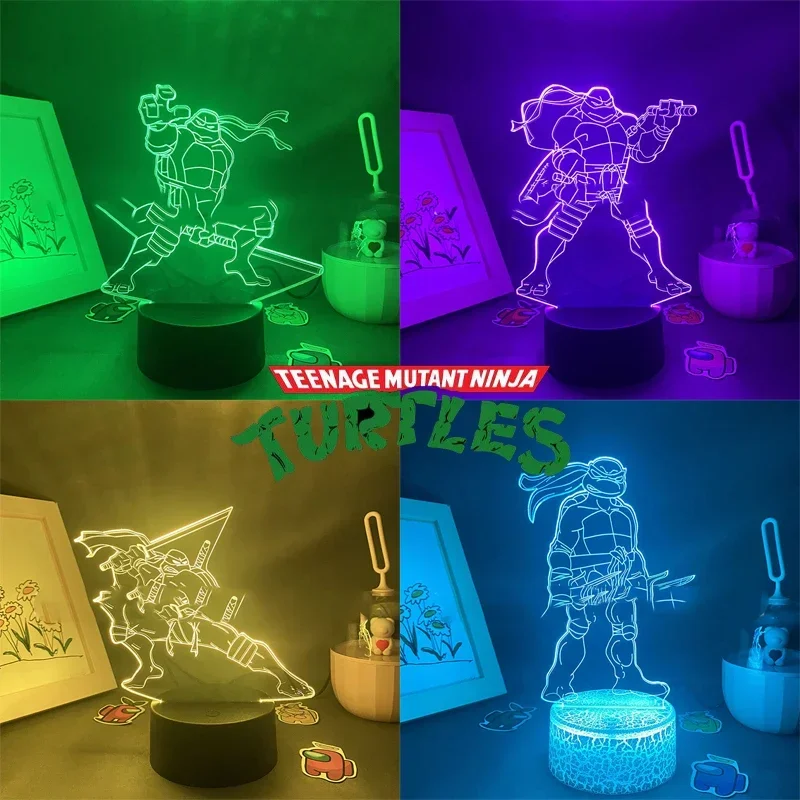 忍者タートルズ TMNT 3D アクリル Led ランプ家庭用子供の夜の光漫画テーブルランプ誕生日パーティーの装飾ベッドサイドランプギフト
