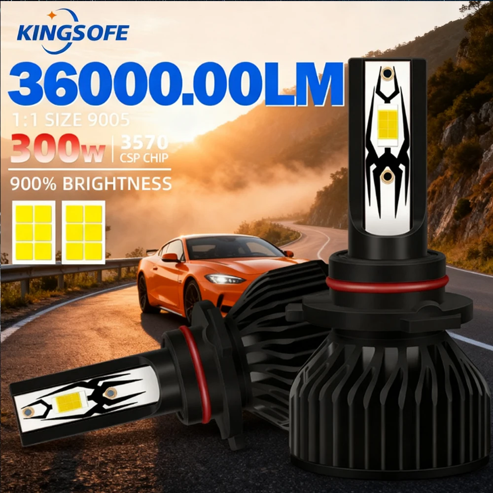 

1 пара 36000LM 9005 светодиодных фар высокой мощности Canbus HB3 турбо-лампа 6000K белые дальние ближние фары автомобиля 12 В противотуманные фары