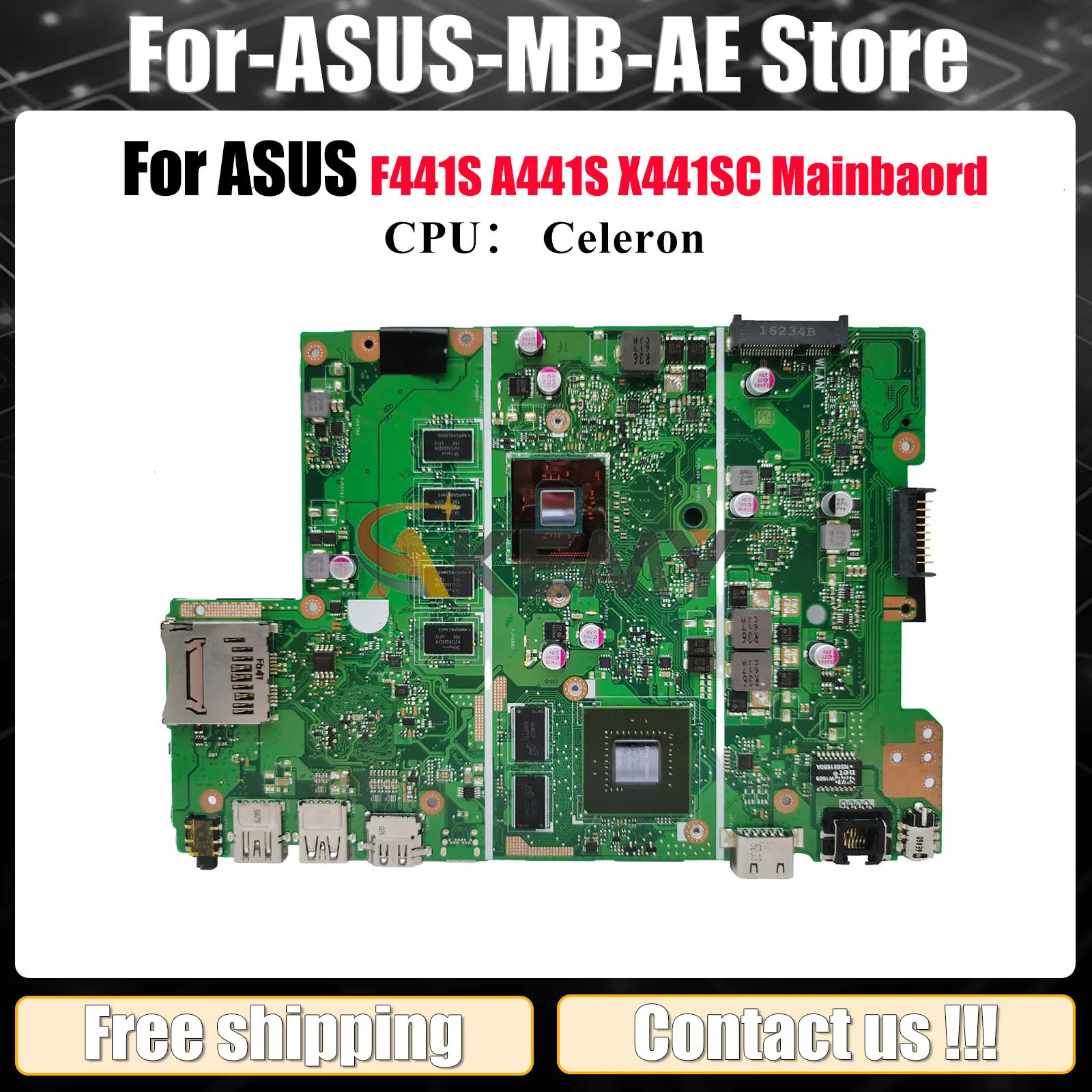 

X441SC Laptop Motherboard For ASUS VivoBook F441S A441S X441S X441SC Notebook Mainboard With Celeron CPU 100% tests OK fast ship
