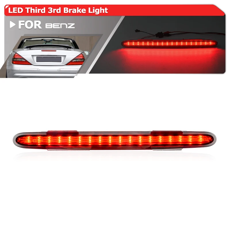 1x Smoked AMG Style Led Trunk Lid Third Brake Light For Benz SL-Class R230 2002-2011 2D Coupe/ Hardtop Tailgate Stop Lamp