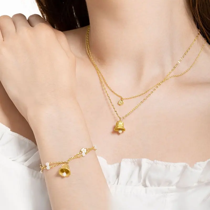 

Palace Museum's Cultural and Creative Products Flower Bell Bracelet Earrings Ins Niche Original Girlfriends Birthday Qixi Gift