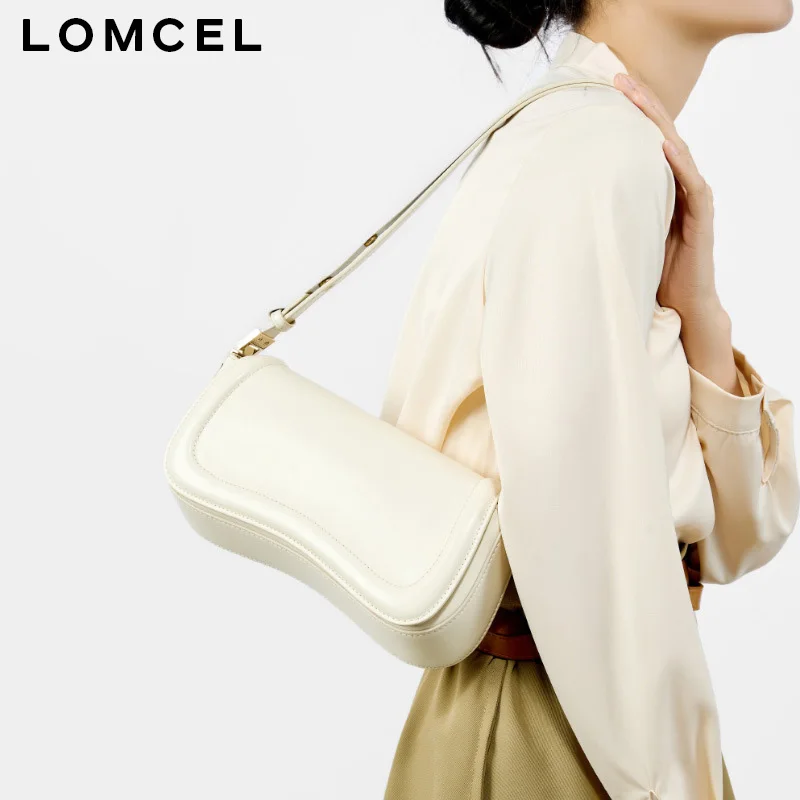 LOMCEL 52 Leather underarm tofu-shaped bag with unique and simple design, suitable for single shoulder wear, trendy and street