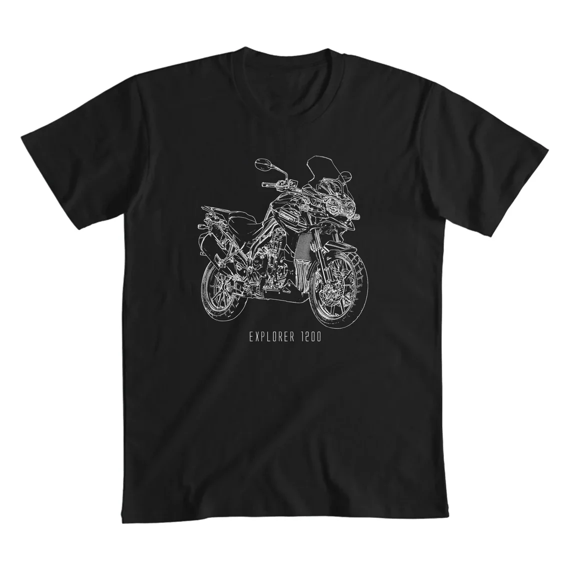 

Tiger Explorer 1200 Motorcycle T-Shirt Graphic Summer Short Sleeves 100% Cotton Cool Tee S-3XL