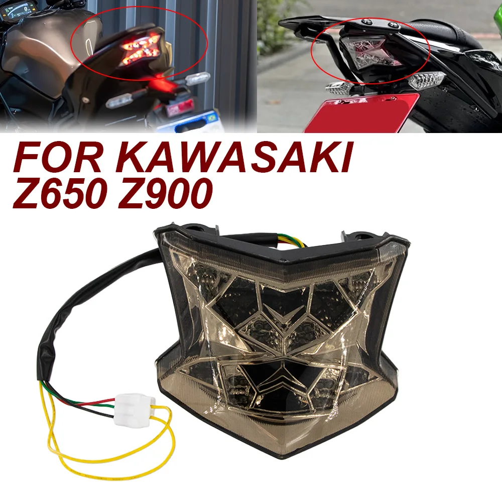 LED Taillight Fit For Kawasaki Ninja Z900 Z 900 Z650 2017-2024 Integrated Blinker Tail Brake With Frosting Turn Signals Light
