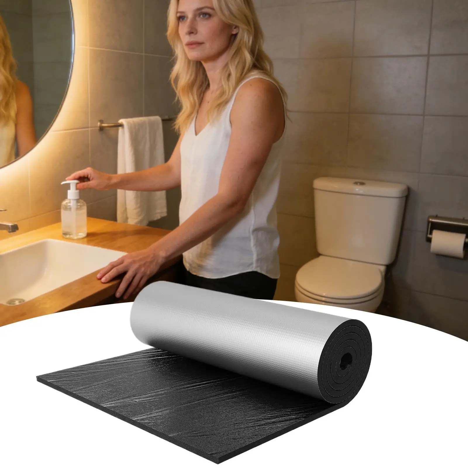Toilet Tank Insulation Kit Waterproof Self-Adhesive Anti Freeze Pad Aluminum Foil-Self Adhesive For Bathtub Shower Sink Pad
