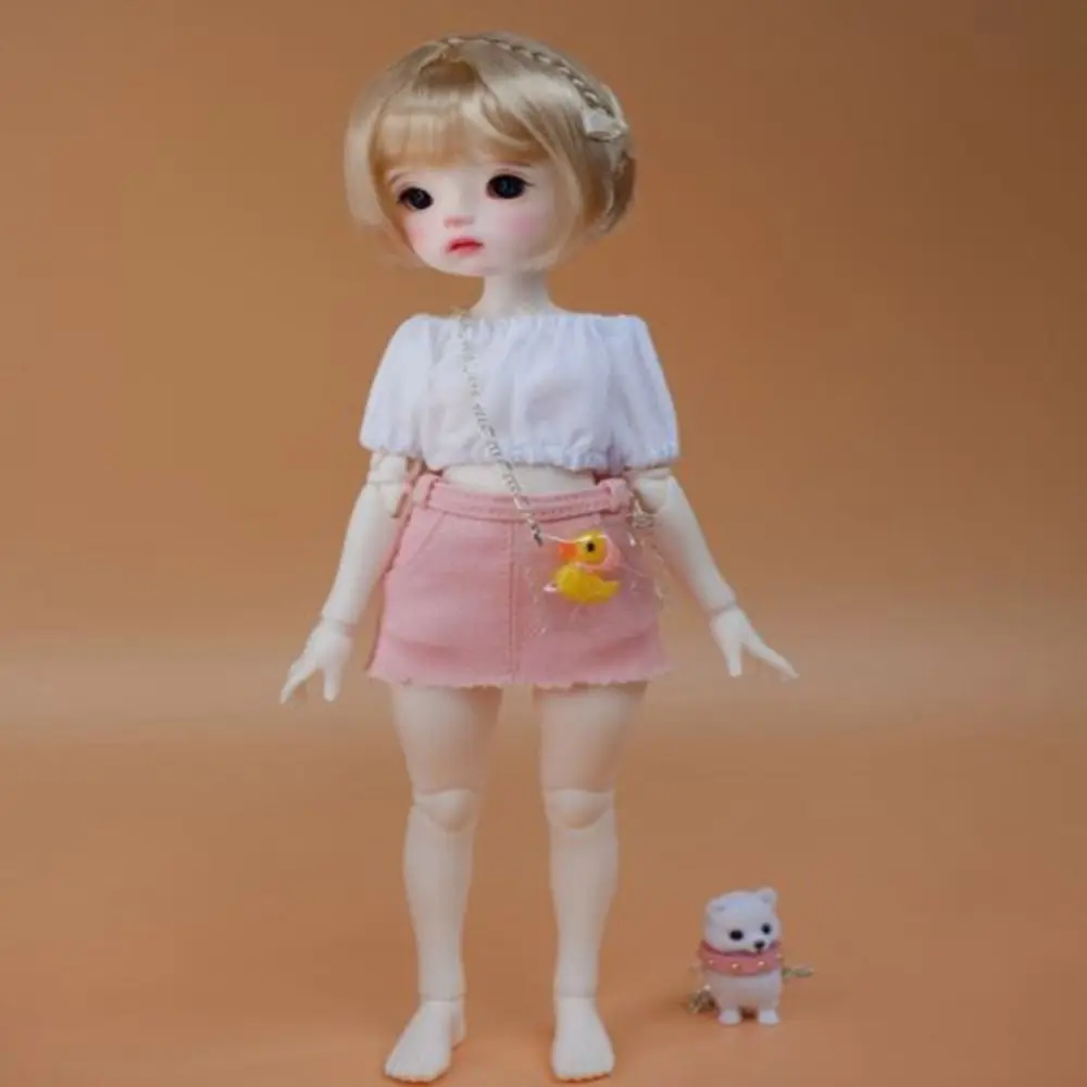 Chemise plissée élastique à épaules dénudées, Mini princesse mignonne, hauts polyvalents quotidiens décontractés pour poupée 1/4 1/6 BJD 30/45cm
