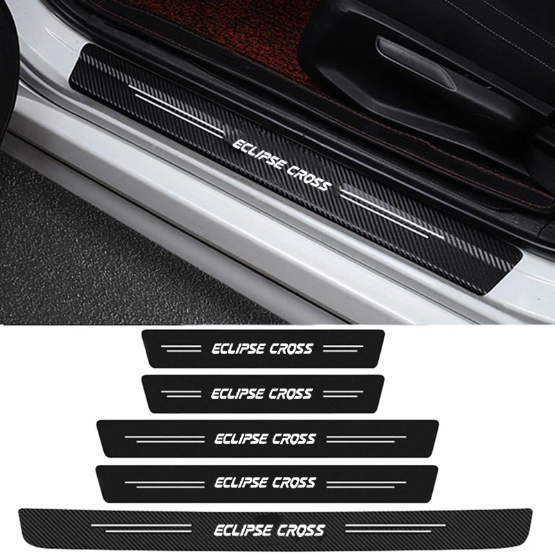 Car Door Threshold Protective Decals Trunk Strip for Mitsubishi Eclipse Cross Logo Doorsill Trim Anti kick Stickers Pedal Guards