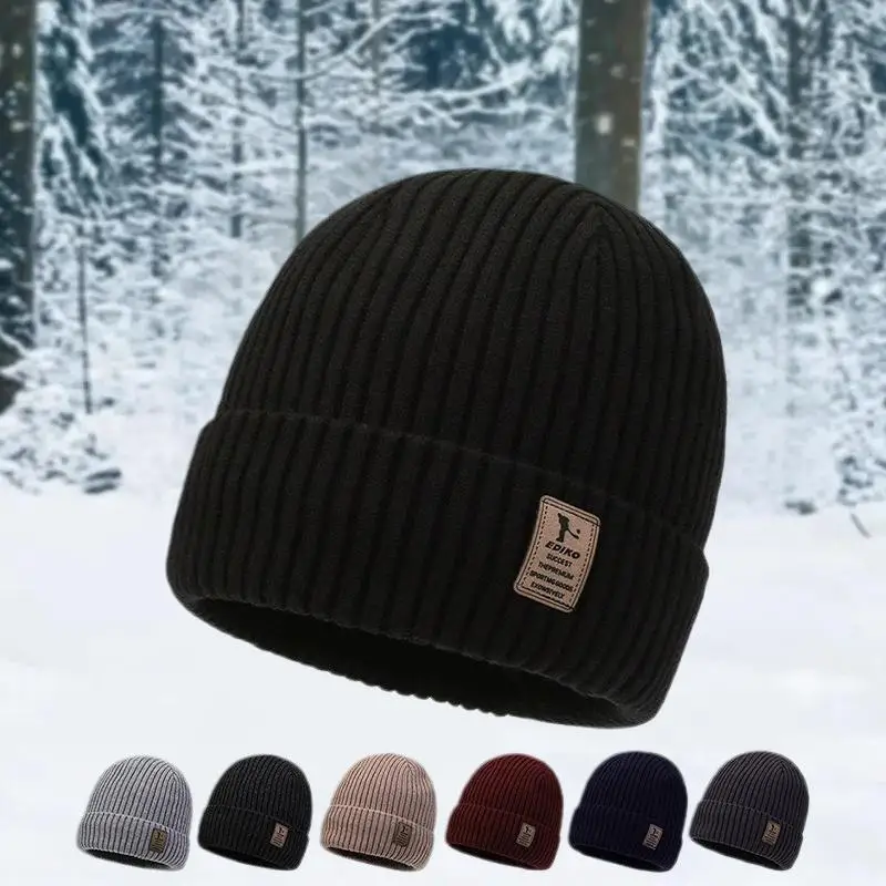 سميكة الصوف الشتاء محبوك قبعة للرجال الدافئة غزل القطن دراجة ركوب يندبروف قبعة للحماية الباردة الخريف الشتاء الموسم