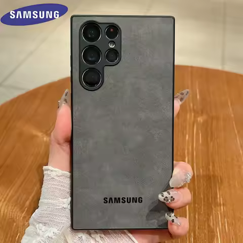 Lambskin Leather Shockproof Case Samsung Galaxy S25 S24 S23 S22 S21 Ultra Plus FE Luxury Sheepskin Camera Protection Soft Cover