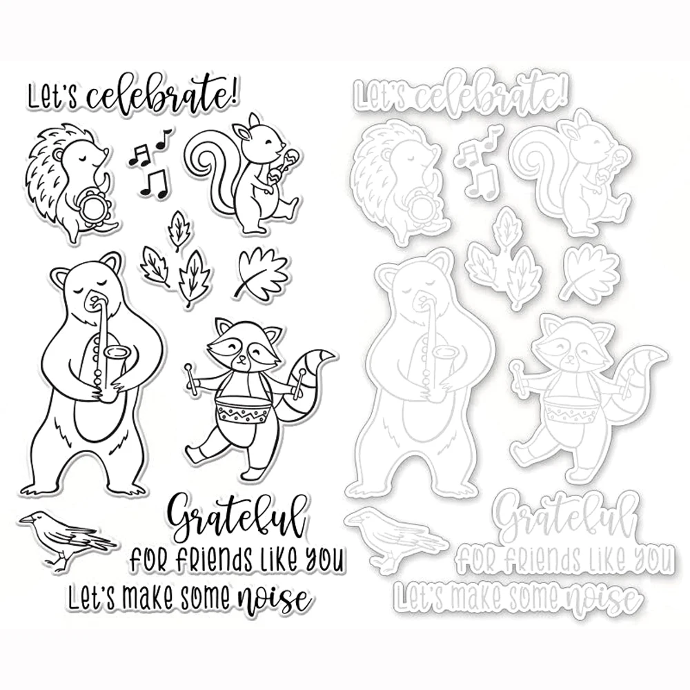 Make Some Noise Clear Stamps and Coordinating Dies Adorable Animals Silicone Seal Stamps for DIY Scrapbooking Album Craft 09+23