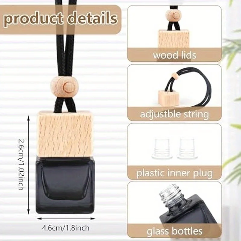 20 Stück 8ml Auto-Lufterfrischer-Diffusor Aromatherapie Ätherisches Öl Flasche Hängende Leere Transparente Parfümflasche Auto-Zubehör – Detail 2