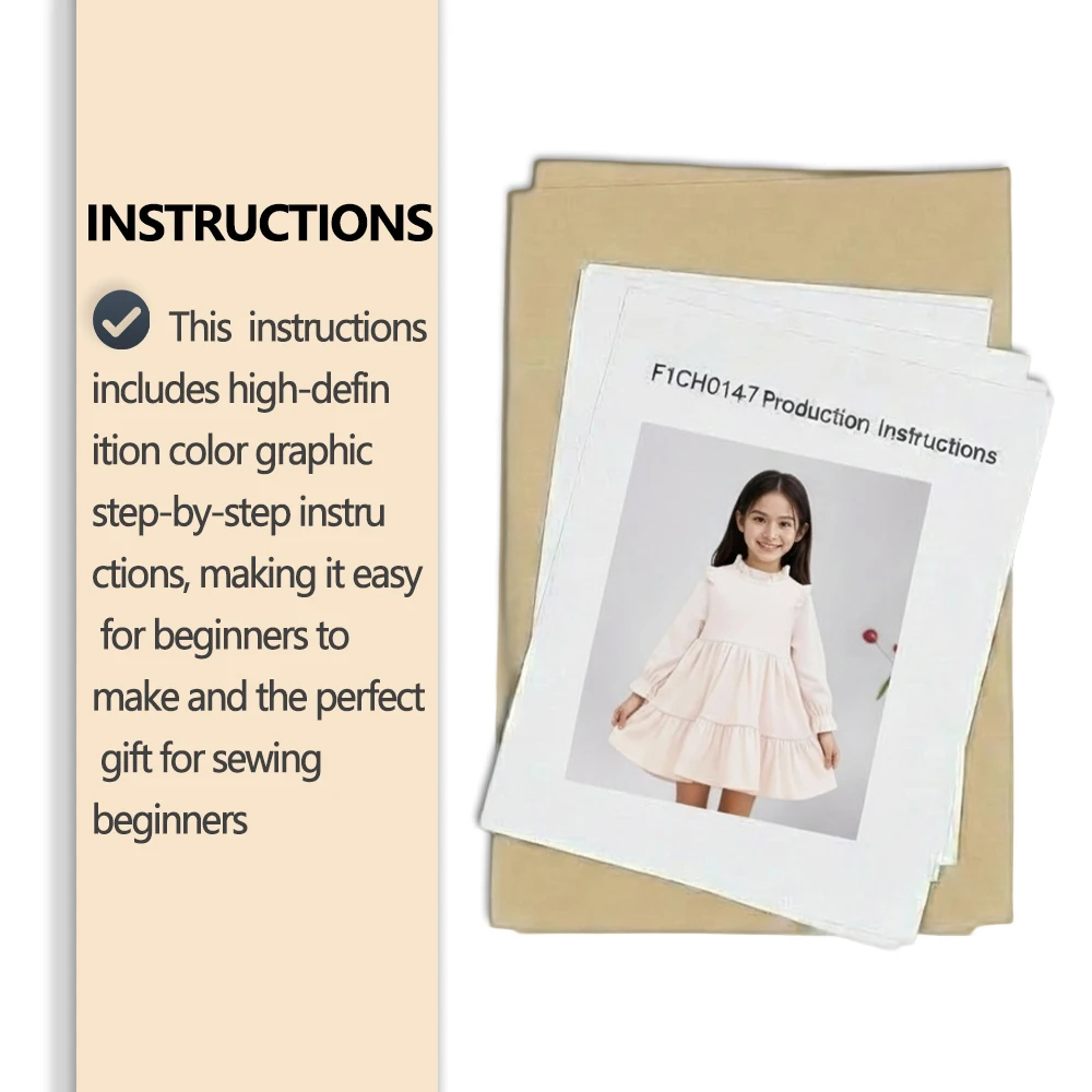 Ruffled Tiered Dress Sewing Patterns, Multi-size Kraft Paper Templates With 1:1 Original Scale