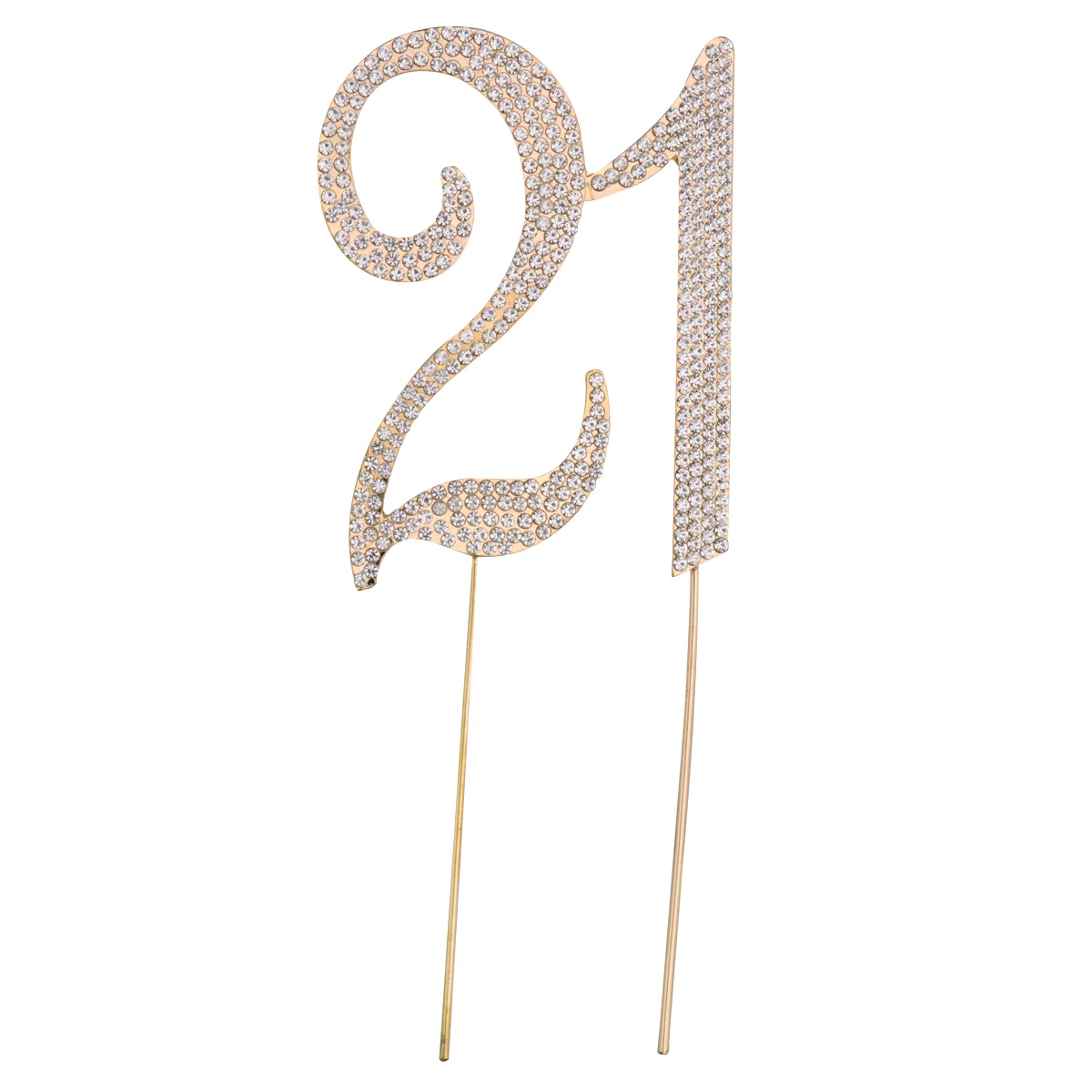 

21 Cake Topper for 21th Birthday Party or Anniversary Crystal Rhinestones Decorative Cake Topper for Party Supplies (Gold)