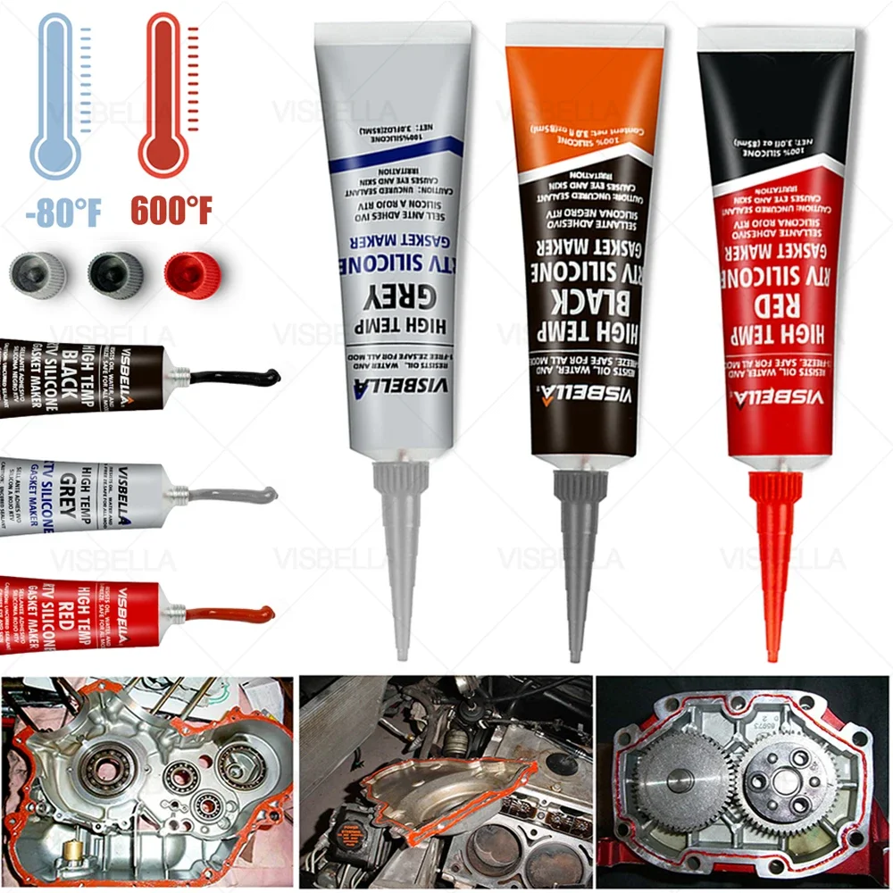 RTV Silicone Sealant Strong Adhesive Glue Equipment Repair Paste High Temperature Sealant Car Motor Gap Seal Glue Grommet