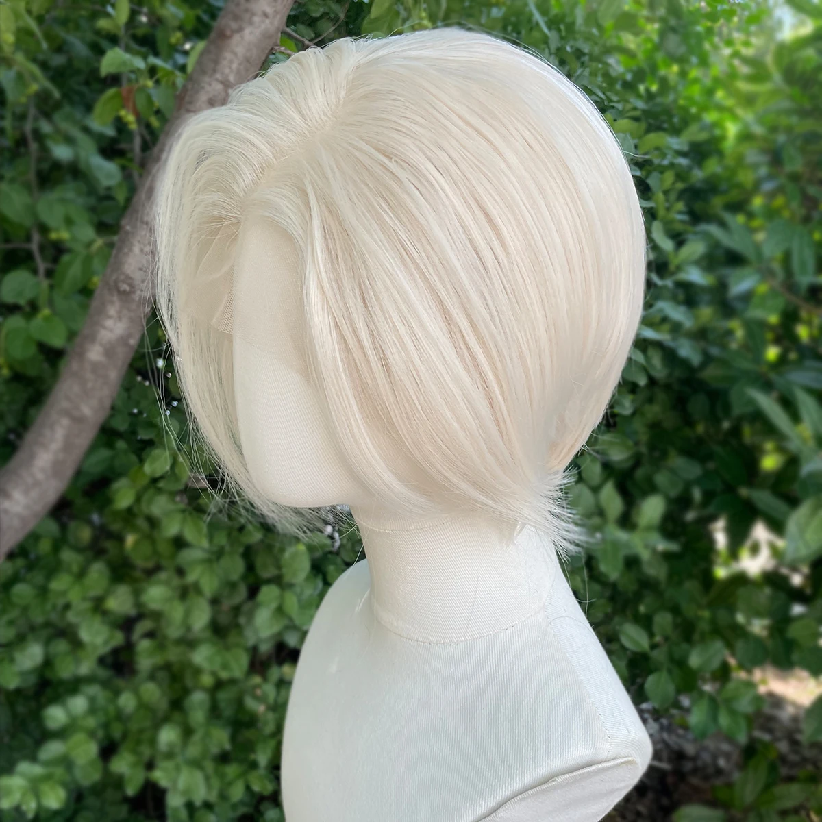 Platinum Blonde Short Bob Cut Synthetic Lace Front Wigs for Women Cosplay Wig for Men Star Glueless 13x4 Lace Front Wigs Natural