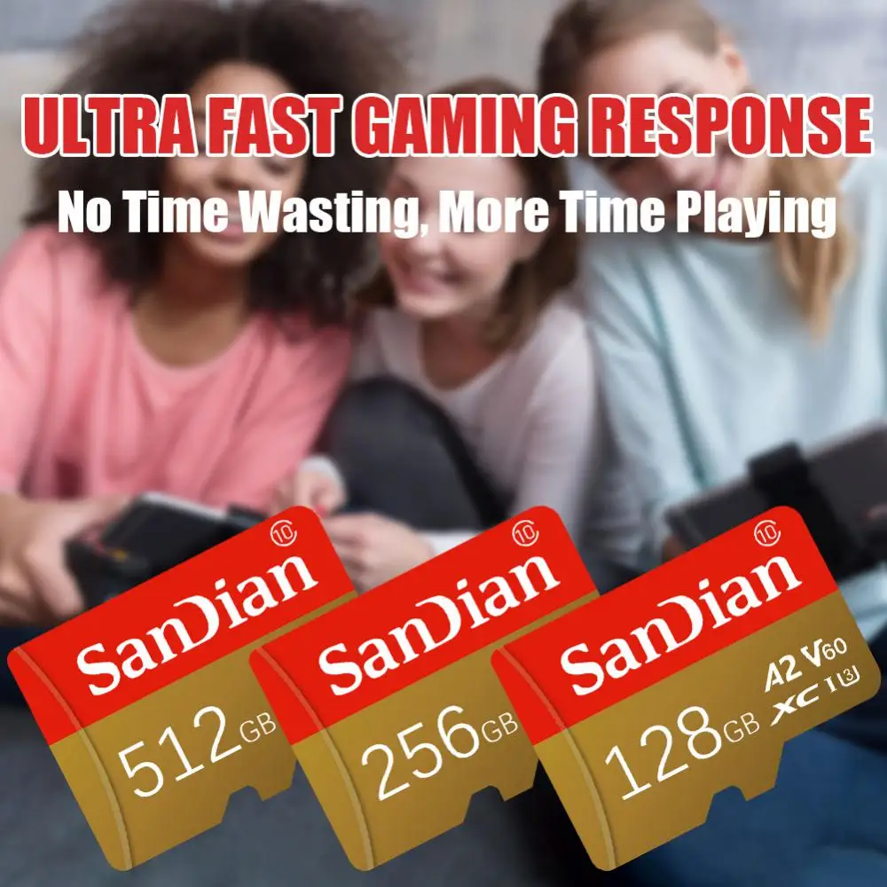 Sandian Micro TF SD Cards 512GB 128GB SD Memory Card Class 10 High Speed 2TB U3 4K HD TF Flash Card For Phone/Car Device Monitor