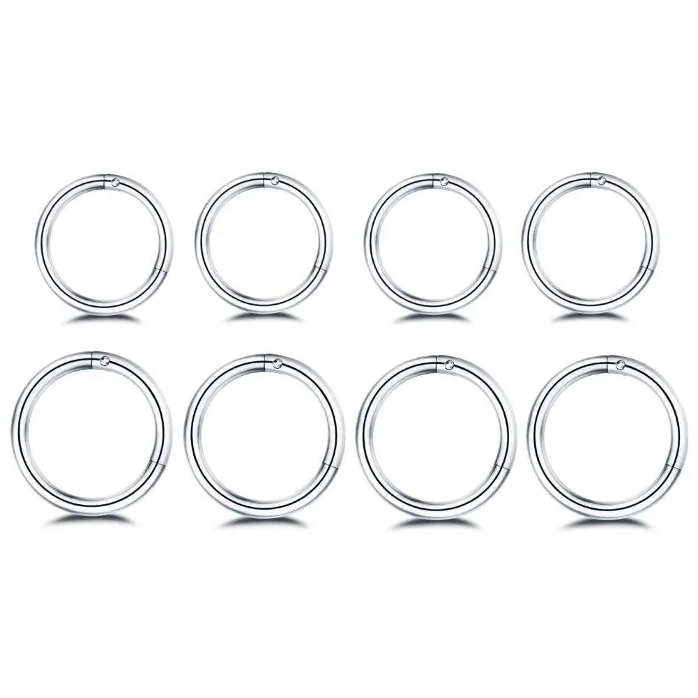 8Pcs Surgical Stainless Steel 16G Sleeper Cartilage Daith Tiny Small Hoop Earrings Mini Septum Hinged Clicker Nose Ring