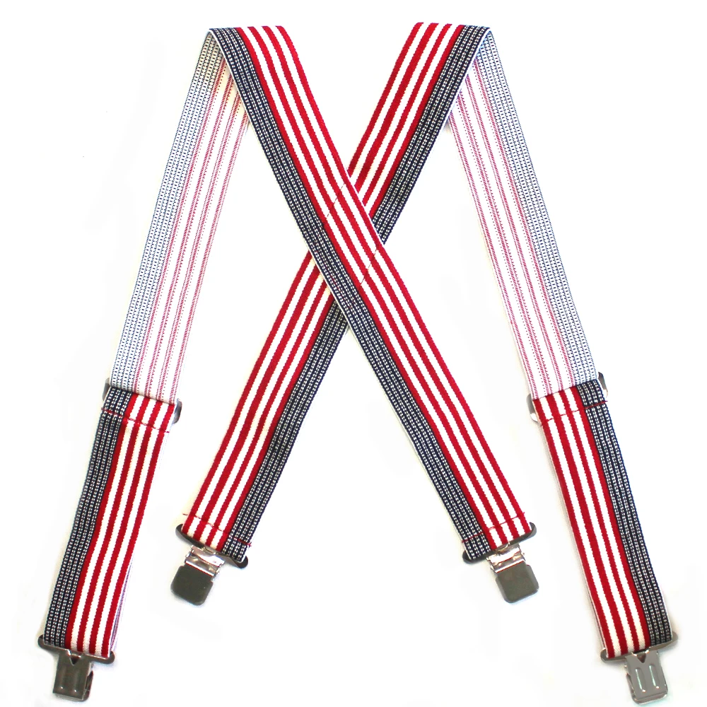 MELOTOUGH Men's Suspenders Fully Elastic 2 inch Wide X back Heavy Duty Work Suspenders USA Flag