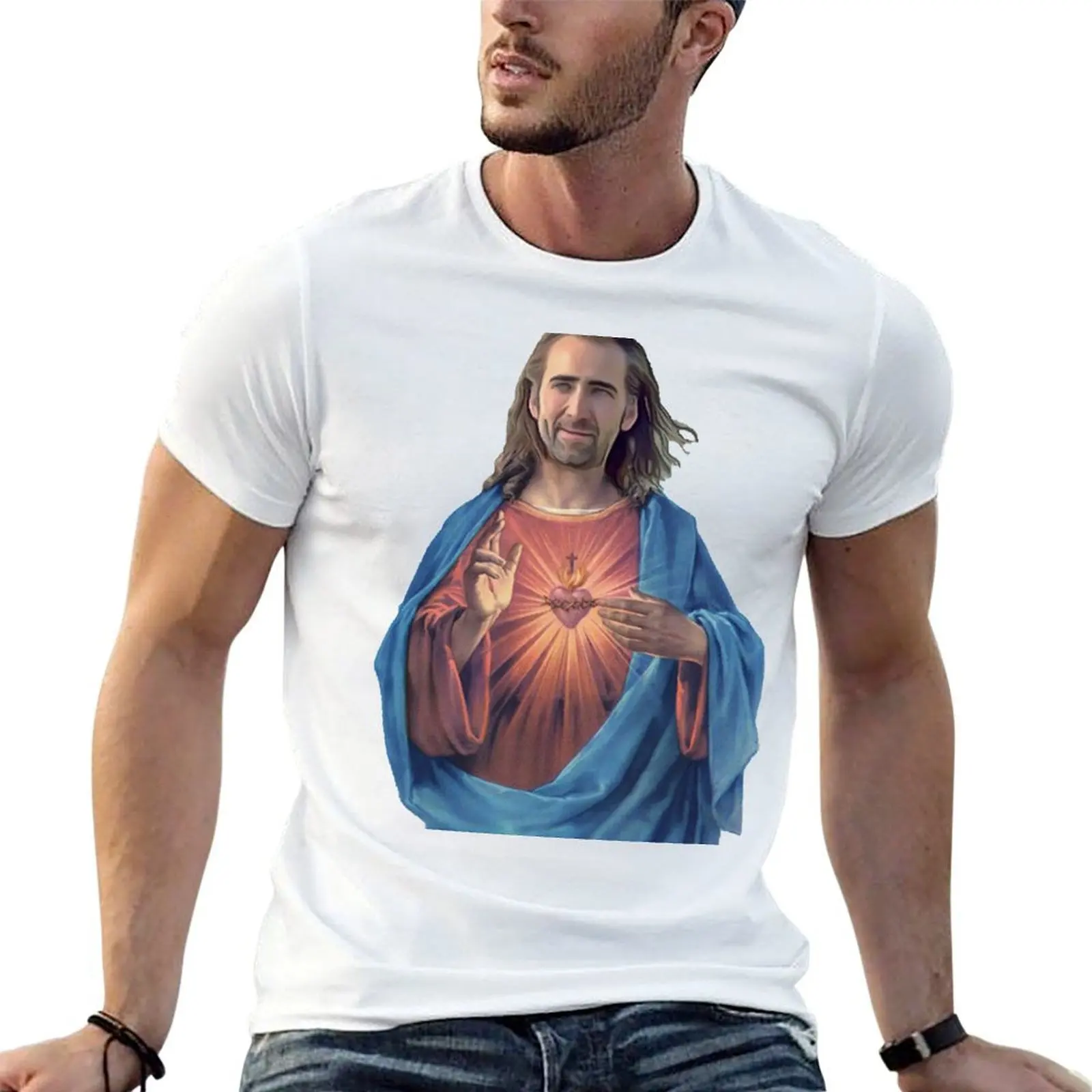 

Nicolas Cage is Jesus T-Shirt t shirts for man cotton soft t shirt man designer t shirt man luxury T-shirt