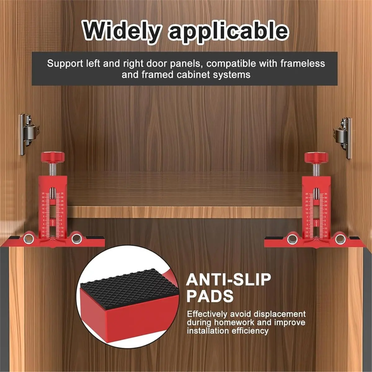 

A58Z 2-in-1 Cabinet Door Mounting Jig, Adjustable Height Cabinet Door Installation Positioner, for Home Installing