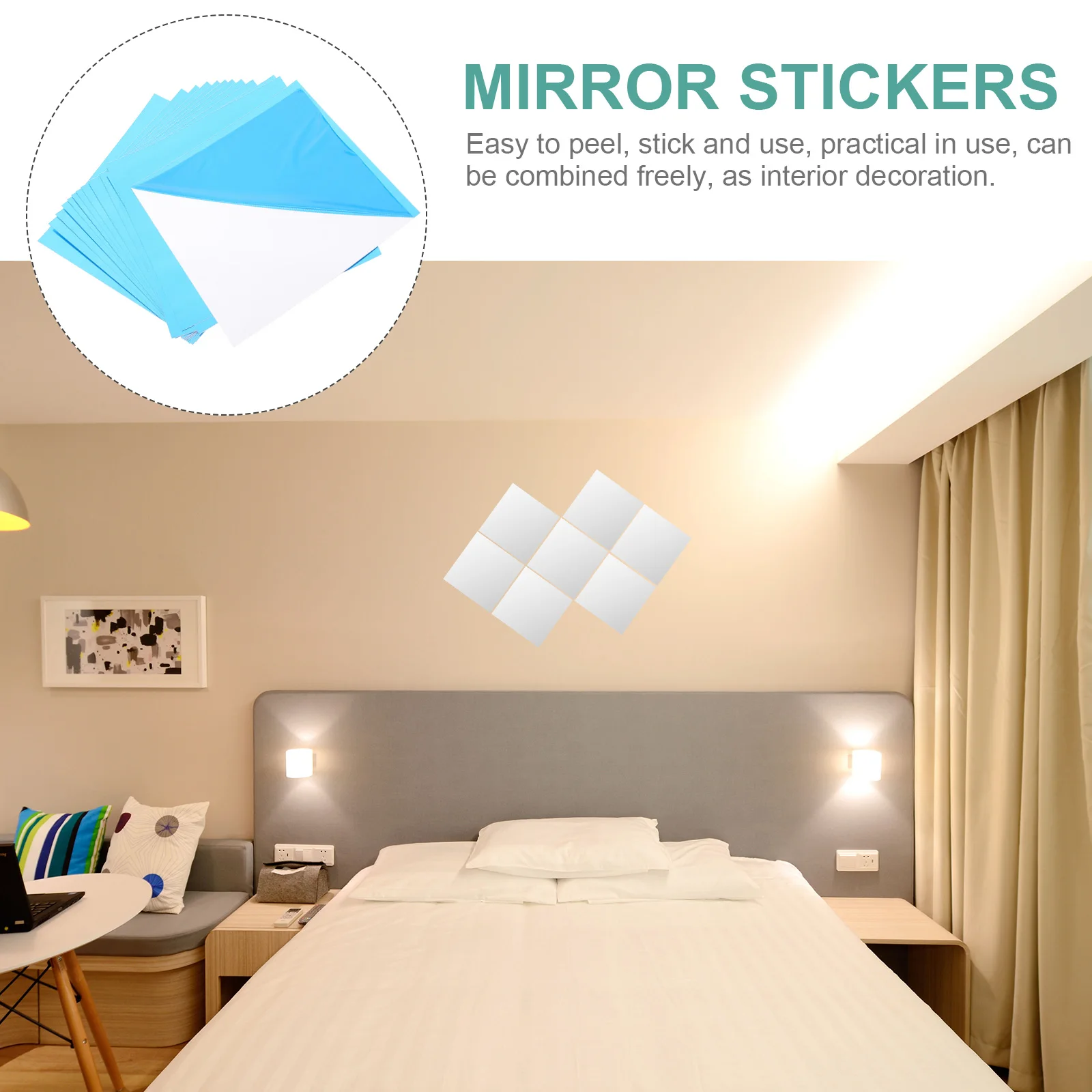

32 Pcs Mirror Wall Stickers Decoration Mirrors Adhesive Decals DIY Removable Detachable