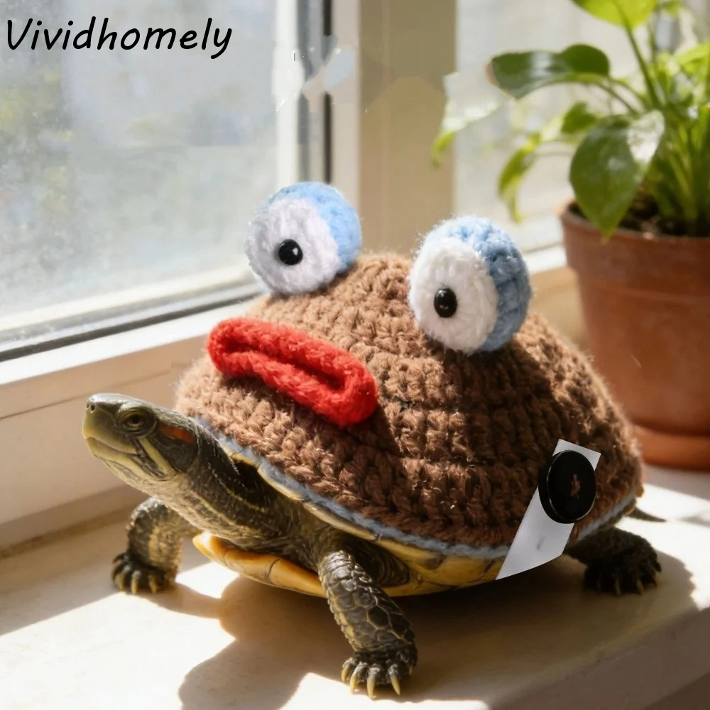 Warm Knitted Turtle Sweater Adjustable Strap Comfortable Fit Pet Tortoise Clothes Handmade Unique Small Animal Outfit