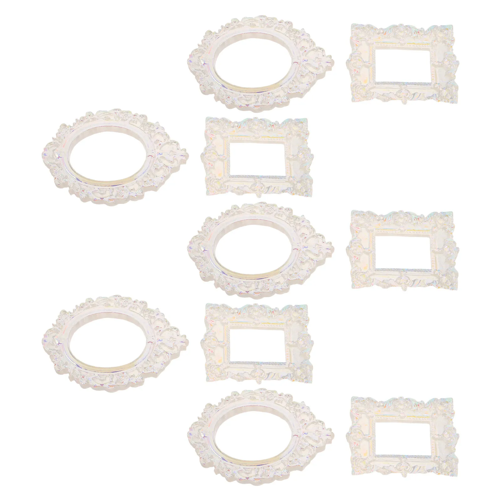 

10Pcs Baroque Nail Art Display Frames Vintage Resin Mini Photo Frames Holder Oval Rectangle Nail Sample Display Board