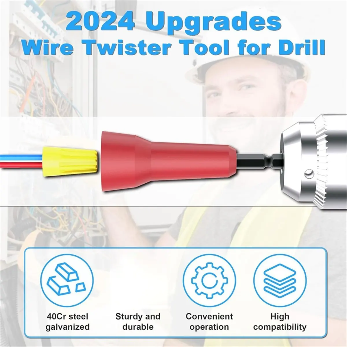 أداة إعصار الأسلاك ABJY 3 قطع مع 100 قطعة من أغطية الأسلاك للحفر، موصل سلك تويست، أداة إعصار الأسلاك #6