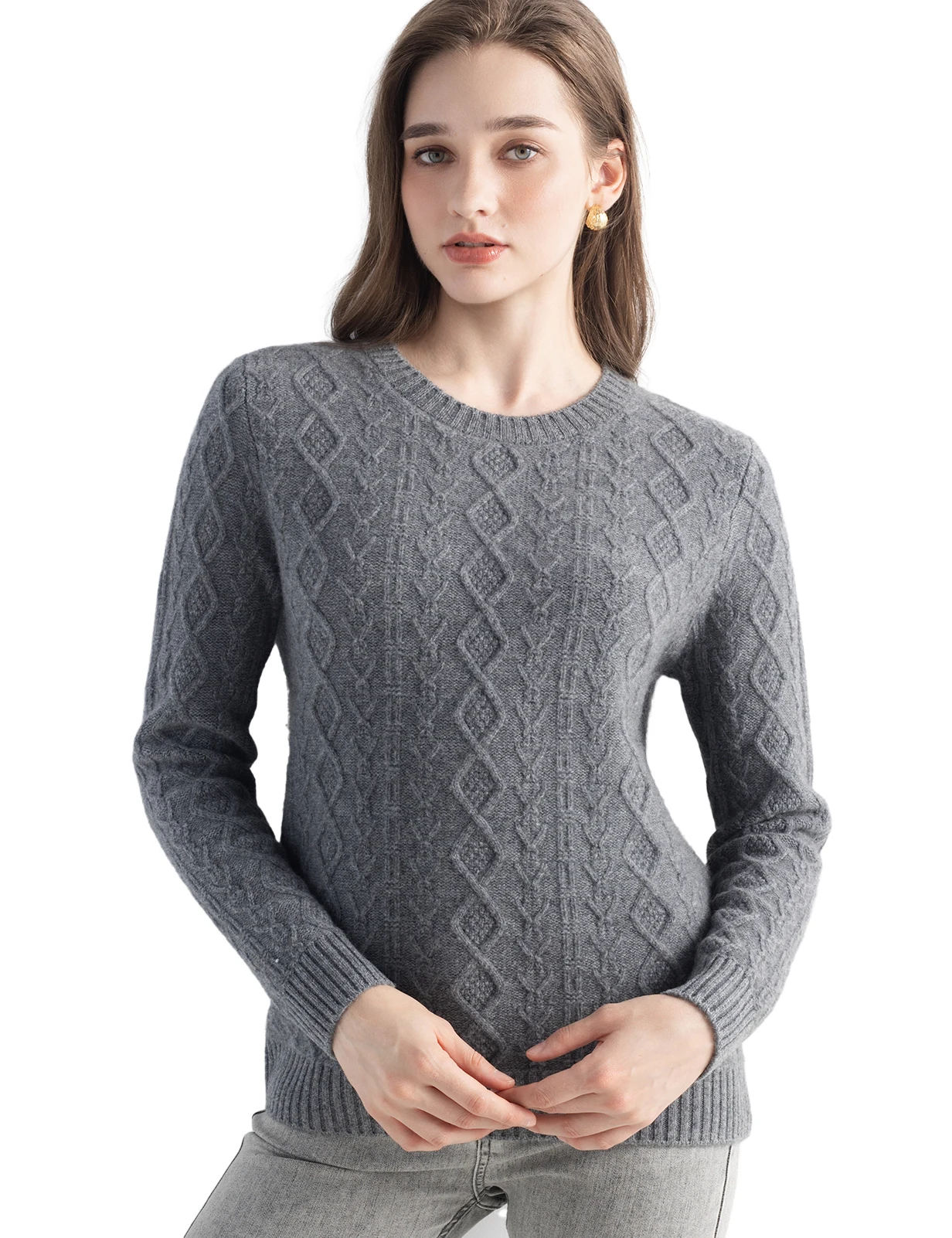 

Women's Sweater 100% Cashmere Sweater Fall Winter O Neck Long Sleeve Warm Soft Cable Pullover New Knit Tops Women Clothing Trend