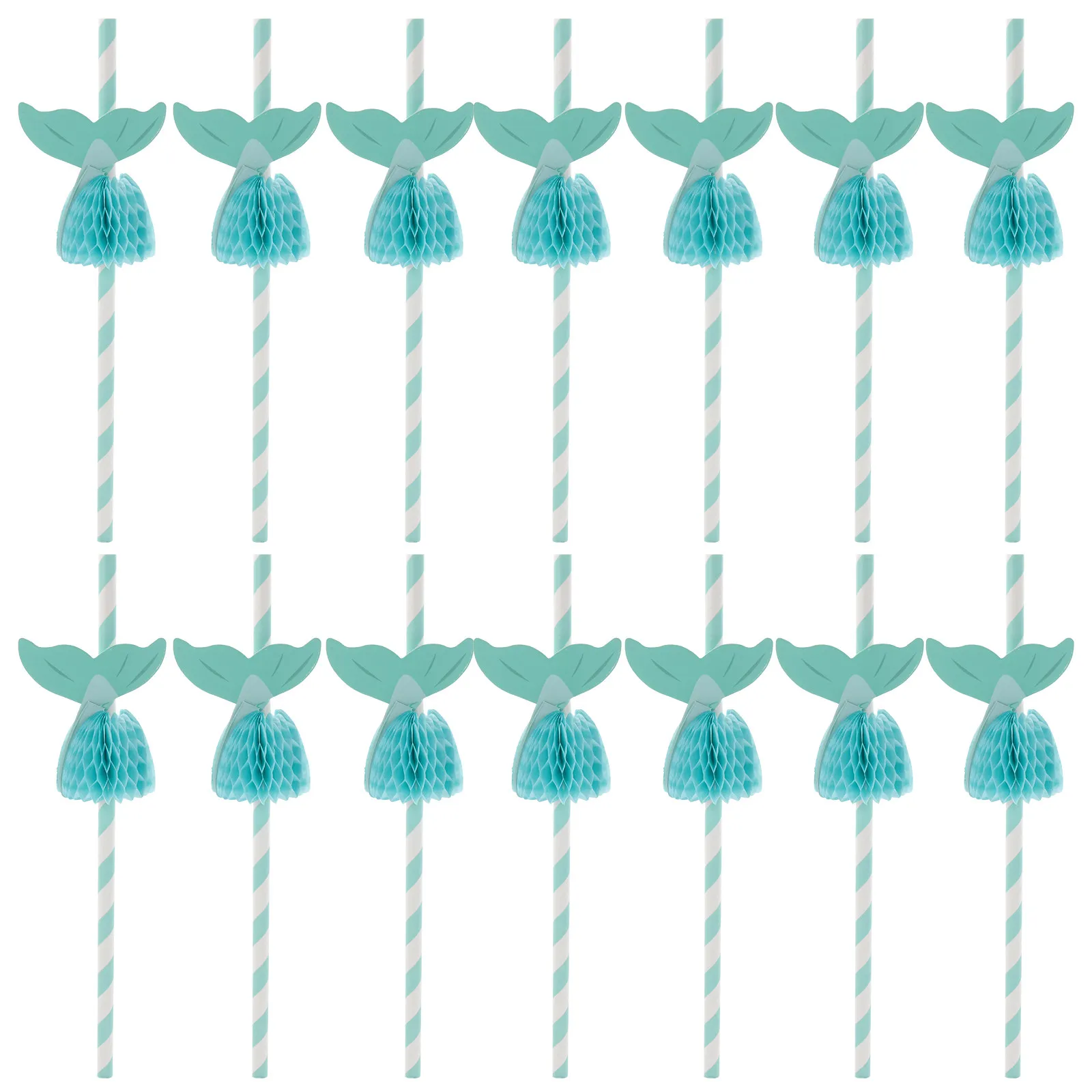 50Pcs Tropical Hawaiian Mermaid Paper Straws Party Drinking Straws Beach Cocktail Supplies Grad Party Straw Travel Straw