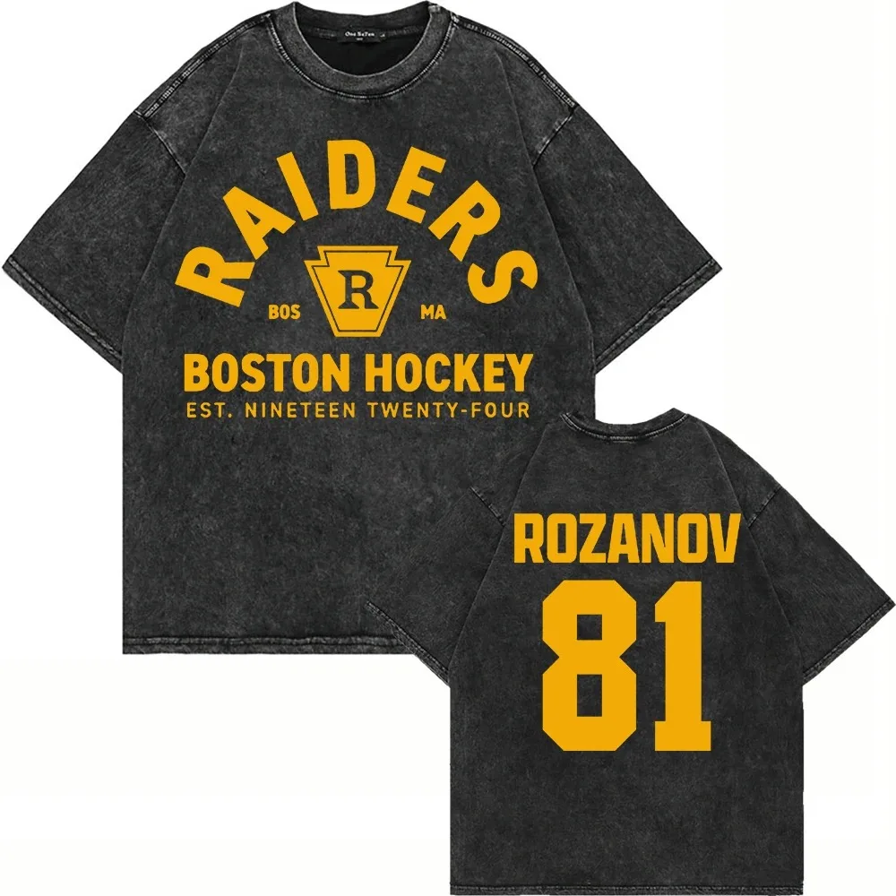 Vintage Washed Heated Rivalry Ilya Rozanov 81 Boston Raiders T Shirt Oversized Men Scott Hunter Shane Hollander Acid Wash Tees