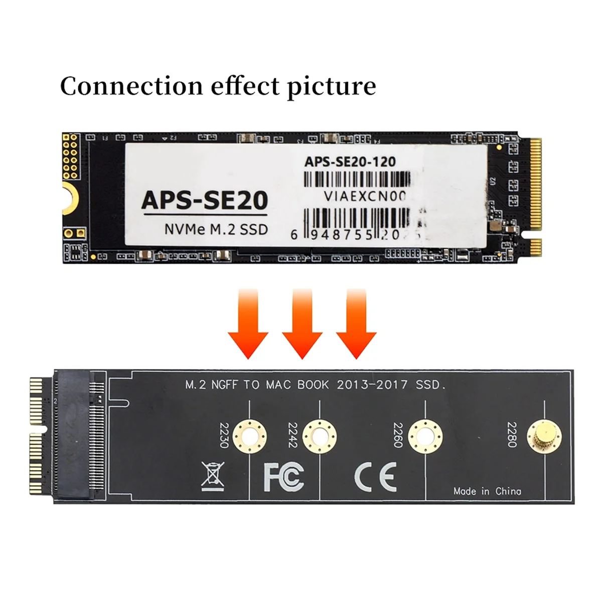 A48R-For MacBook Air Pro 2013-2017 A1465 A1466 A1398 12+16Pin to NVME M-Key M.2 PCI-E 4.0 SSD Hard Drive Adapter Converter