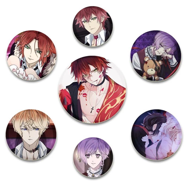 

32/44/58mm Anime Diabolik Lovers Badge Tinplate Plastic Brooches Button Pins for Clothes Backpack Decoration Souvenir Gifts