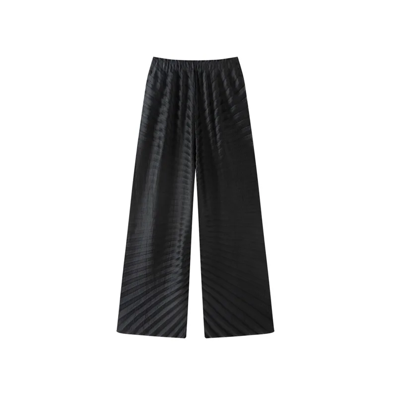 Miyake Women's Fashion Pleated Wide Leg Pants Elastic Waist Pleats Loose Fit Office Casual Elastic 2026 Summer New 2DB6894