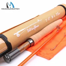Maximumcatch FRP Fiberglass Fly Rod S+ Fiberglass With Hard Tube Moderate Action Fly Fishing Rod 7'0''/8'6'' 3/4WT