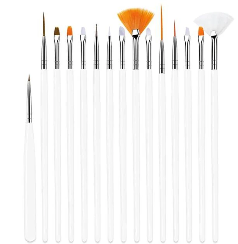 

15PCS Gel Polish Painting Drawing Plastic Handle Nail Brush Set Gel Nail Brush Nail Art Dotting Brush Painting Pen Tool