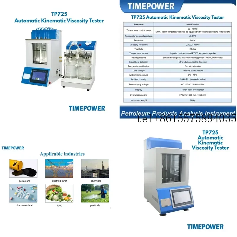 hot TIMEPOWER TP725 ASTM D445 Viscosity Bath Automatic Engine Oil Kinematic Viscosity Tester Viscometer Ya Kinematik