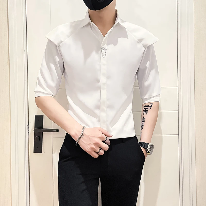 

ort Sve irt Mens Slim Fit Sli Hairdrer Small Size Clothing 55 ort Stature Middle Sve Five Parts ort irt