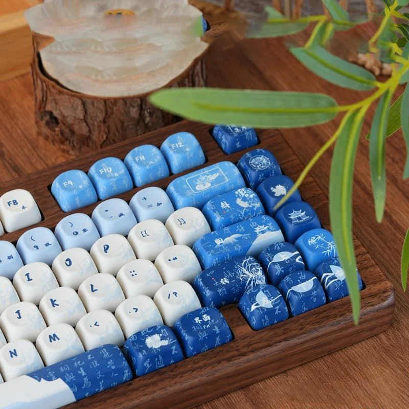 130+ Keys MOA Profile Blue Architecture PBT Keycaps Customs Dye