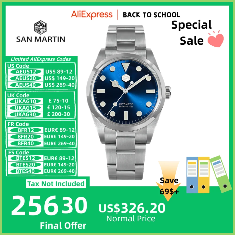 

San Martin Men's Watch Luxury 39mm Explore Mechanical Watches Automatic Self-Wind Climbing Sport Waterproof Reloj 10Bar SN0020-4