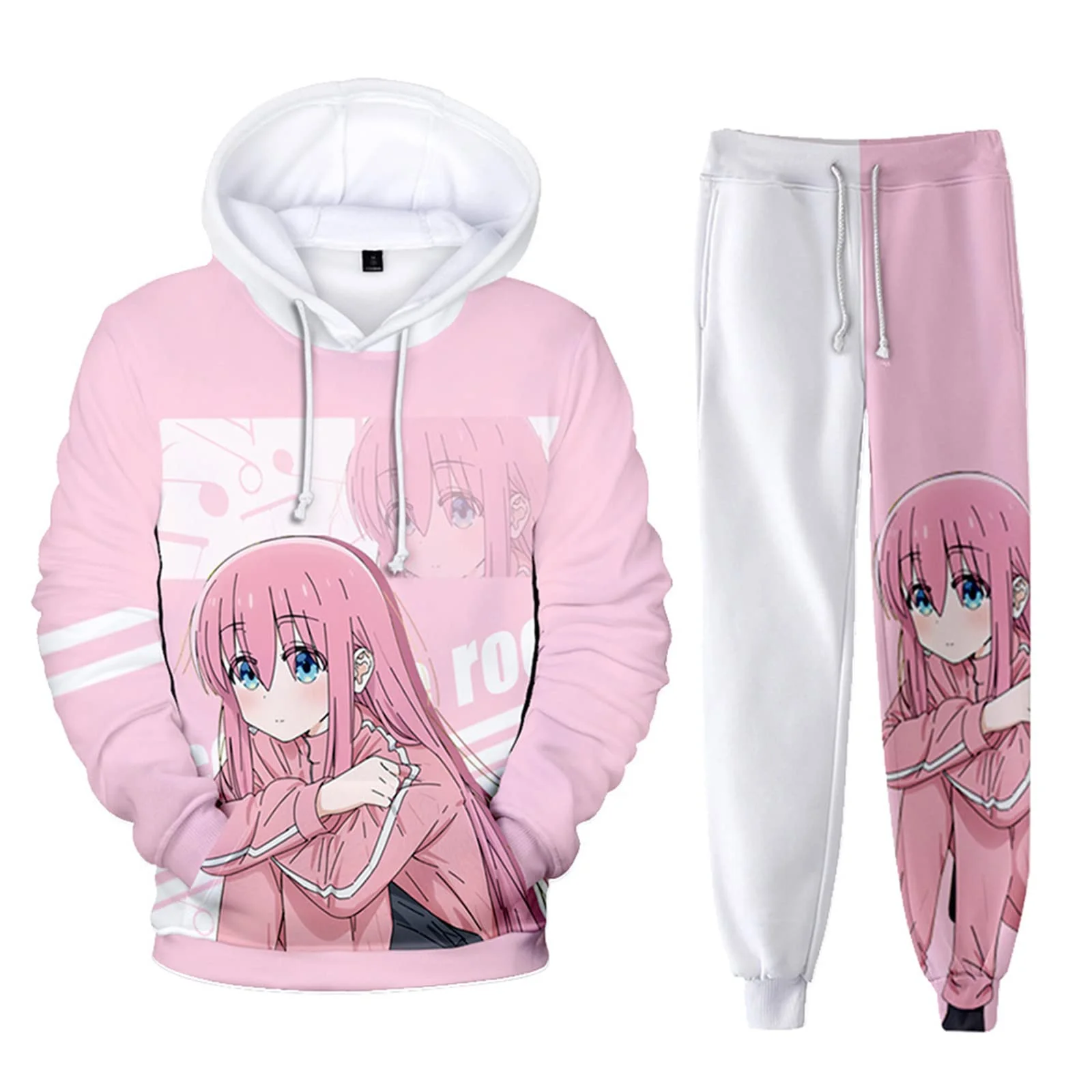 

Anime Bocchi The Rock 3D Printed Hoodies Man Sweatshirt Drawstring Sport Long Sleeve Tops Casual 2PCS Jogging Suits