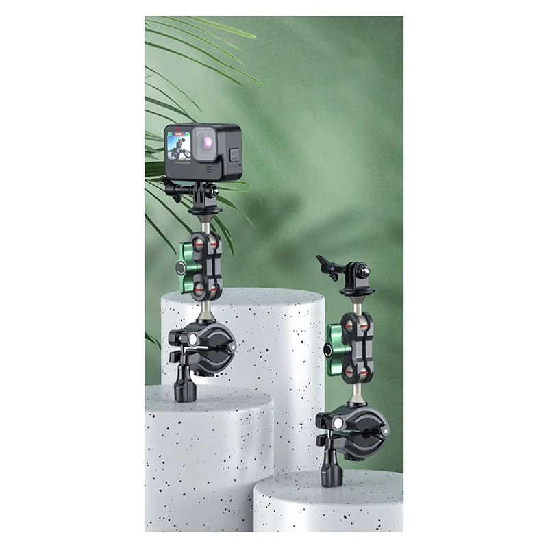 A41T دراجة نارية دراجة قوس مزدوج الكرة رئيس الذراع السحري ل Gopro 12 عمل كاميرا استبدال الملحقات