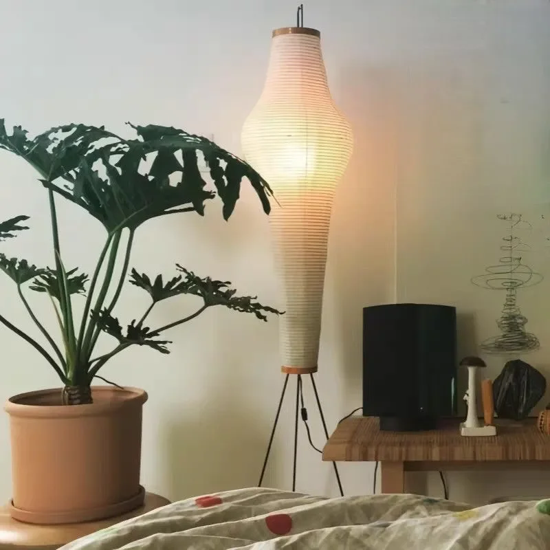 Modern Japanese-style Wabi-sabi Rice Paper Floor Lamp Nordic Hotel Bed and Breakfast Retro Folding Atmosphere Led Stand Lights