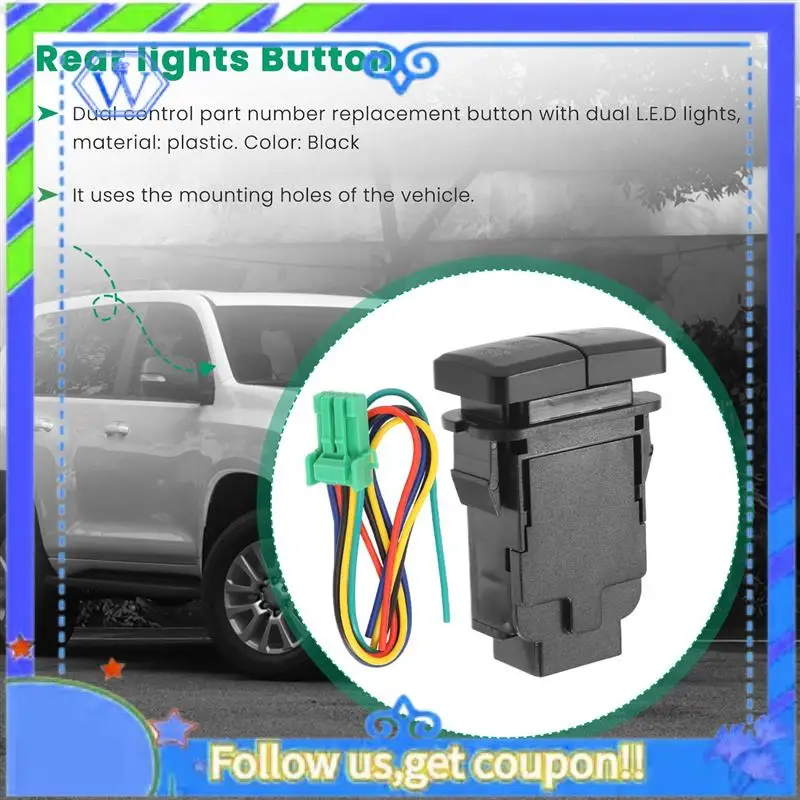 12V Car Dual LED Light Bar Blue/Green On-Off Push Switch Button For Toyota Prado Reiz Hilux Landcruiser Light Button