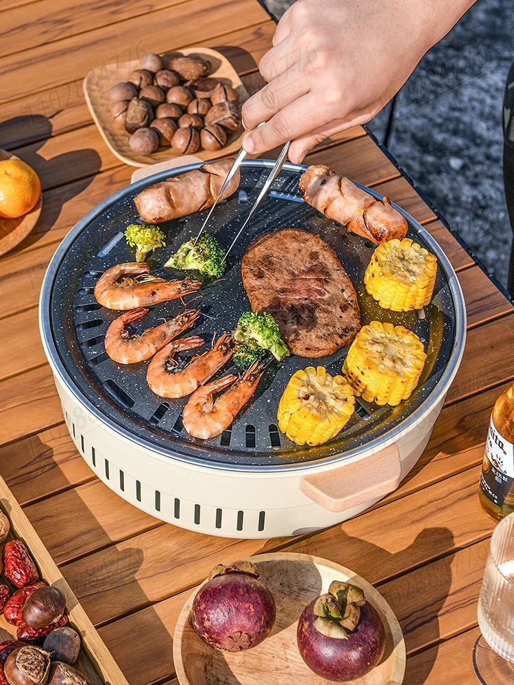 Circular Grills Charcoal Barbecue Grill Home Outdoor Carbon Grills Around The Stove Cook Tea Grill Fire Indoor Patio in Winter